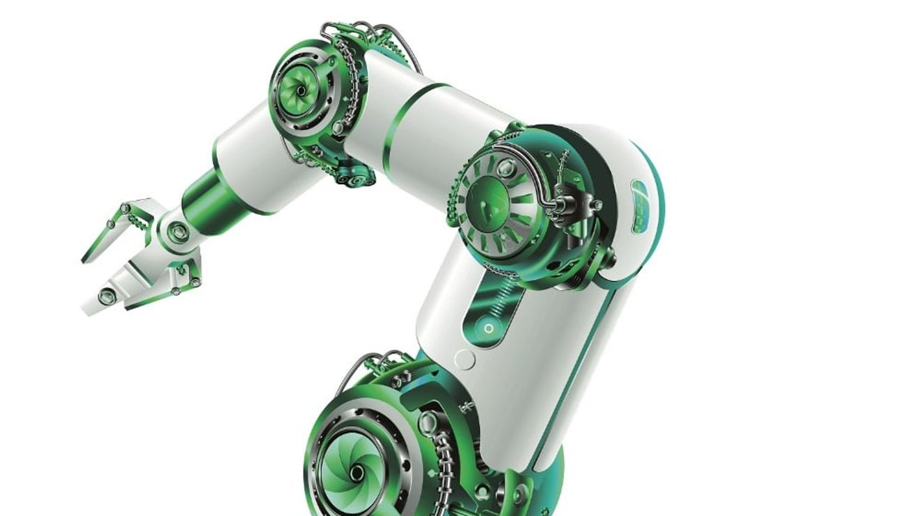 The current situation in robotics: Up to now, two single-turn encoders working in parallel - plus gears for synchronization - have been required for speed monitoring and position control per robot arm. A new kit encoder from Posital creates the The current situation in robotics: Up to now, two single-turn encoders working in parallel - plus gears for synchronization - have been required for speed monitoring and position control per robot arm. A new kit encoder from Posital creates the