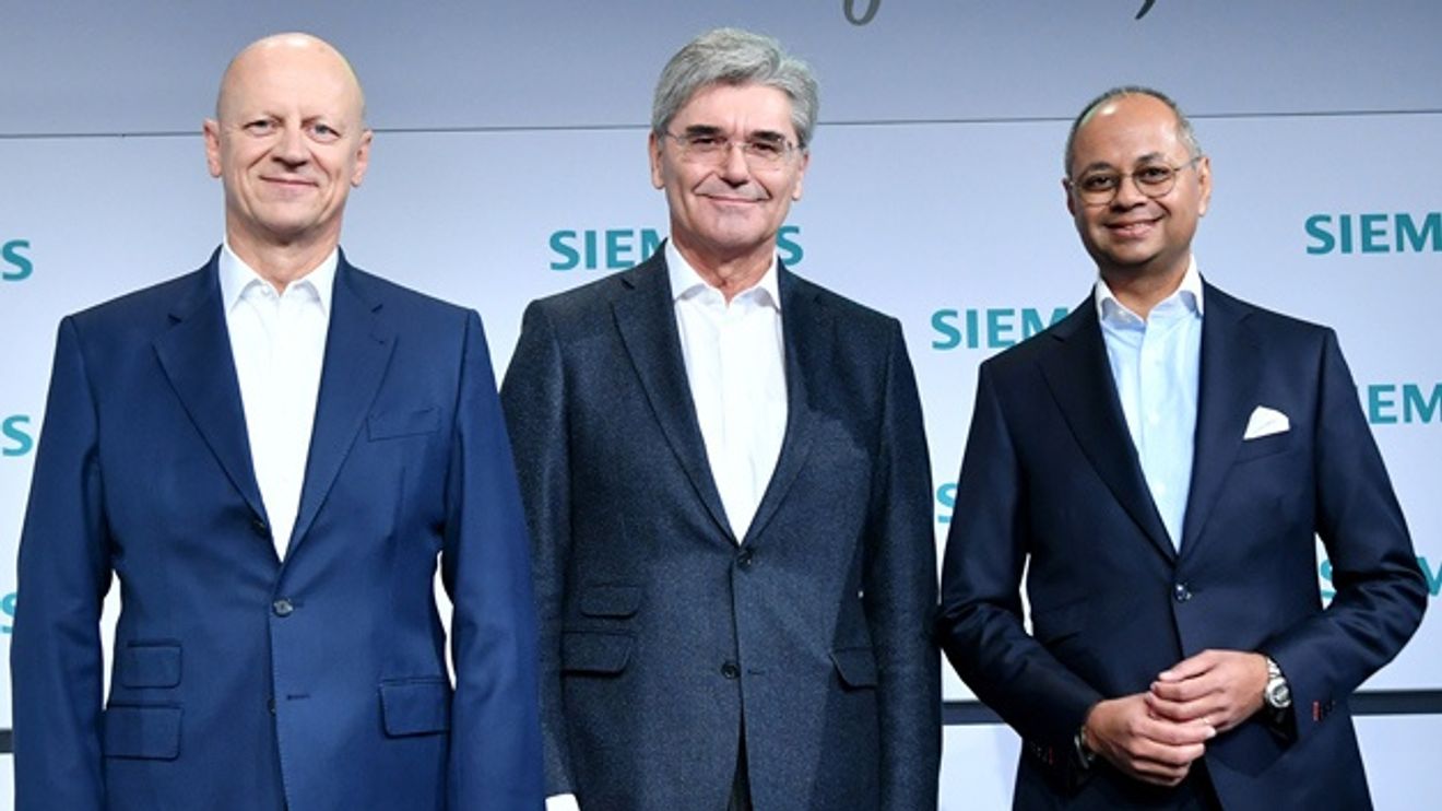 CFO Ralf P. Thomas, CEO Joe Kaeser unnd Michael Sen (CEO Siemens Energy) auf der Jahrespressekonferenz 2019 von Siemens CFO Ralf P. Thomas, CEO Joe Kaeser unnd Michael Sen (CEO Siemens Energy) auf der Jahrespressekonferenz 2019 von Siemens