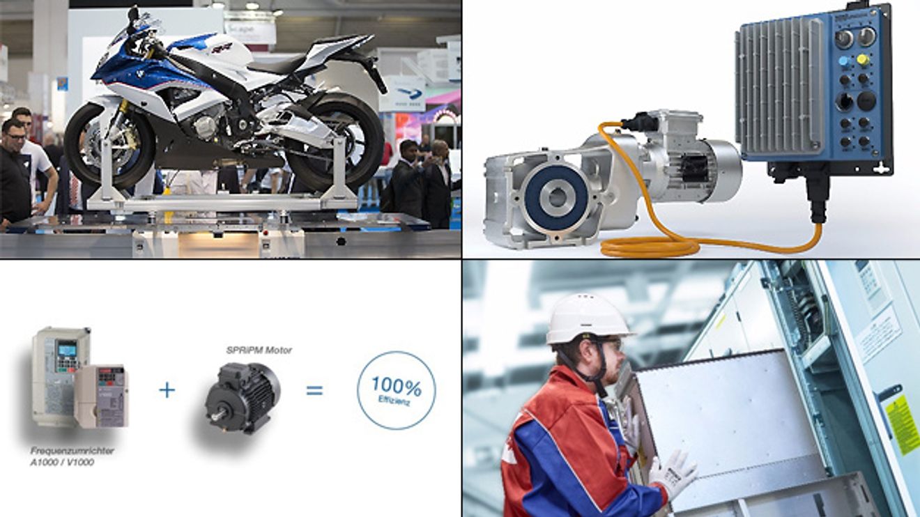 Picture collage of drive technology products