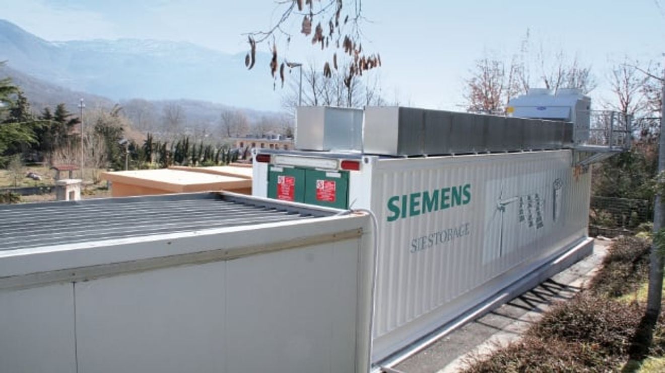 A lithium-ion battery for storing energy generated by PV.