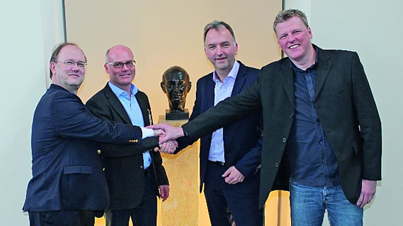 (from left to right): Frank Maier (Lenze), Edgar Schüber (Logicline), Christoph Ranze (Encoway) and Klaas Nebuhr (Encoway)