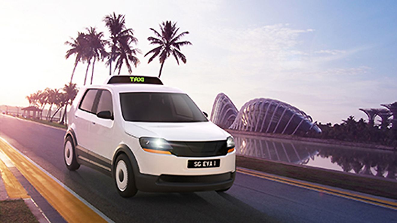 Elektrotaxi EVA ist vor allem für die Anforderungen von tropischen Megacitys konzipiert Elektrotaxi EVA ist vor allem für die Anforderungen von tropischen Megacitys konzipiert