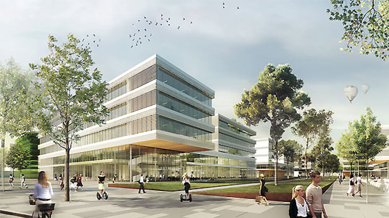 Rendering des Siemens Campus Erlangen mit Blick nach Westen Rendering des Siemens Campus Erlangen mit Blick nach Westen