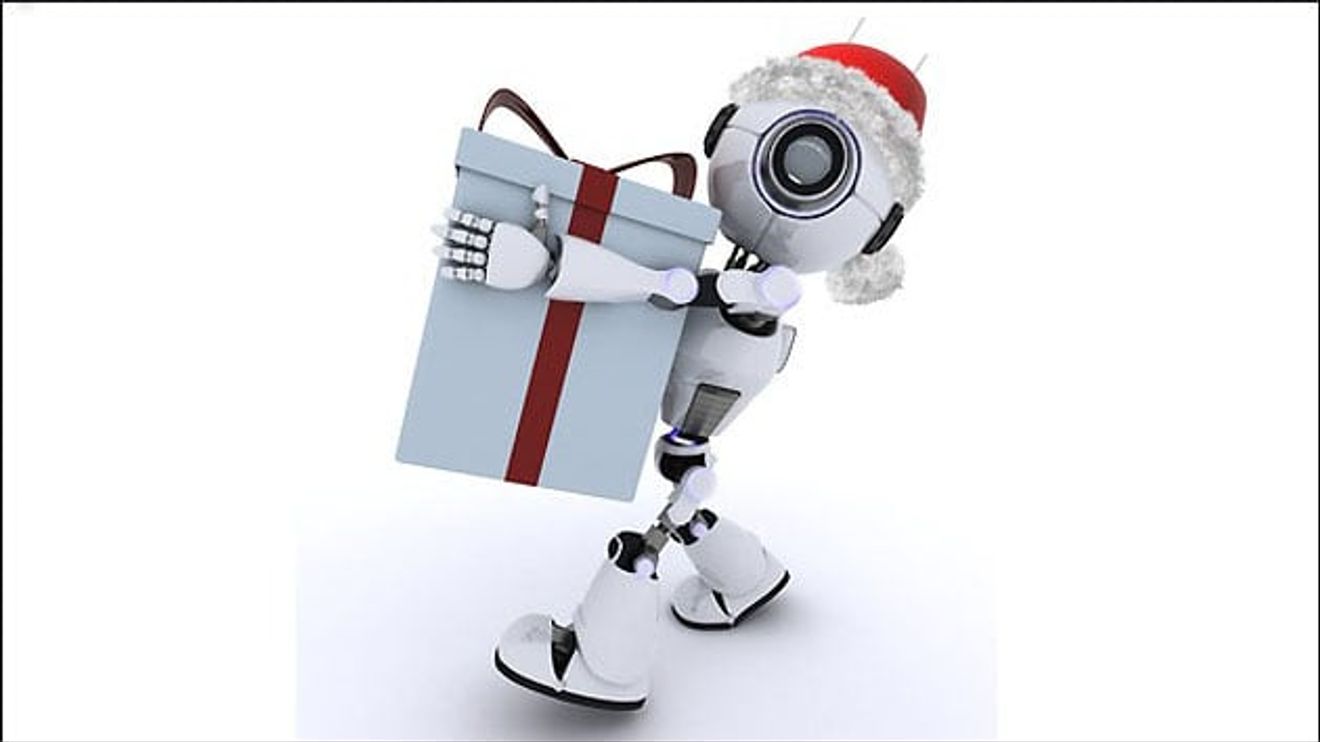 Weihnachtsroboter mit Geschenk Weihnachtsroboter mit Geschenk