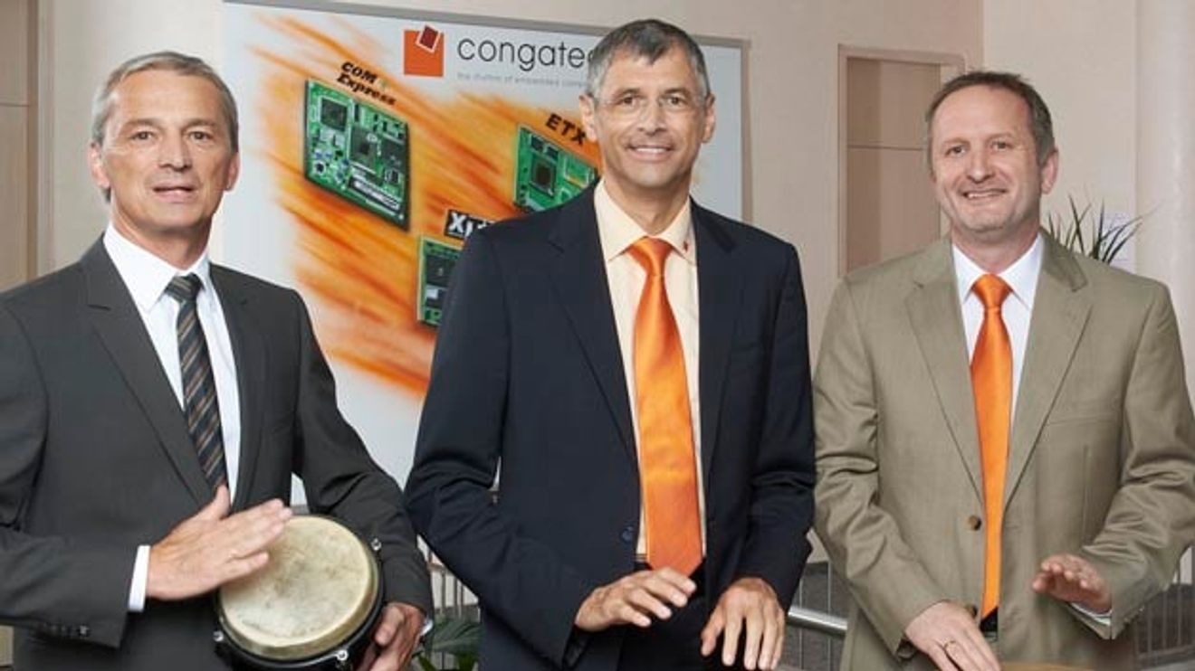 Bernd Hacker (VP Sales & Marketing), Josef Wenzl (VP Finance & Administration), Gerhard Edi (Vorstand), Congatec AG