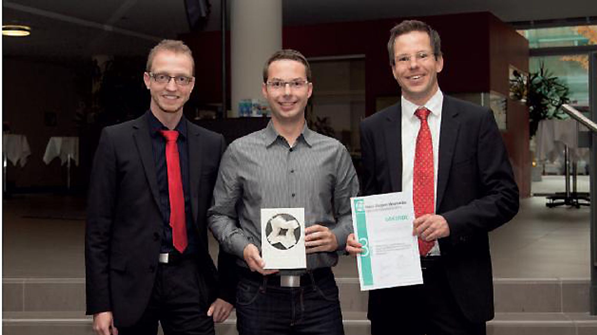 Mario Bott, Christopher Laske and Andreas Taube, winners of the Hans Jürgen Warnecke Innovation Award 2013