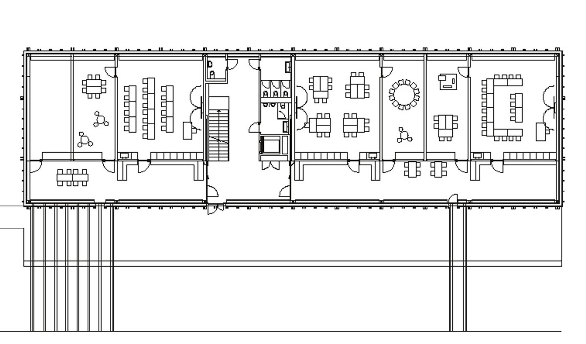 Grundriss des Hofgeschosses der neugebauten Schule in Nottwil (Zeichnung: Graber & Steiger Architekten)