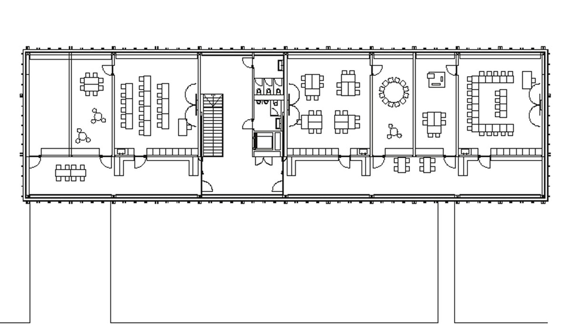 Grundriss des Obergeschosses der neugebauten Schule in Nottwil (Zeichnung: Graber & Steiger Architekten)