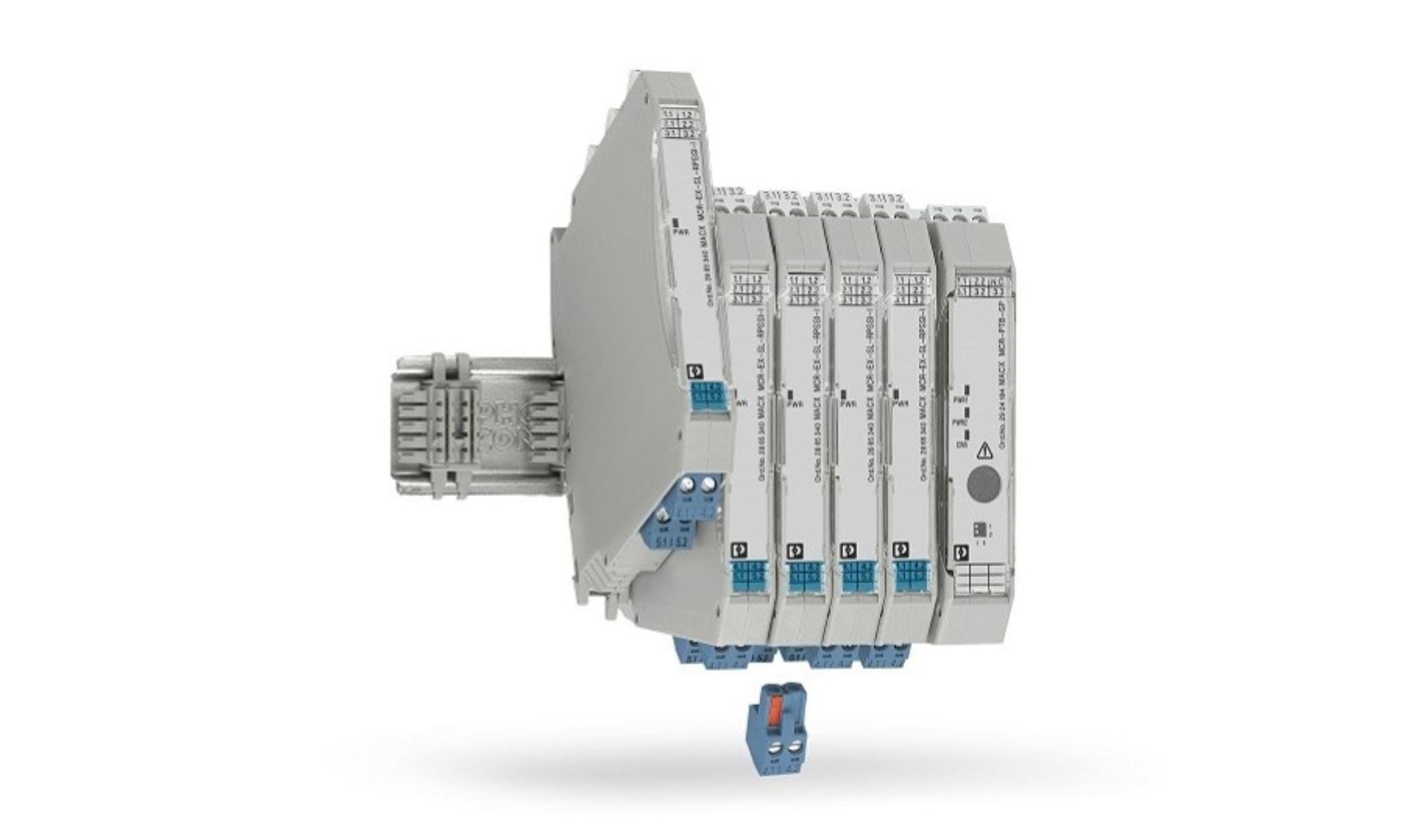 Figure 3: The 12.5 mm narrow 'Ex i' isolator series MACX MCR-EX-SL... is characterized by coordinated Io, Uo and Po values, making it compatible with a large number of 'Ex i' field devices. During its development, emphasis was also placed on the highest possible Figure 3: The 12.5 mm narrow 'Ex i' isolator series MACX MCR-EX-SL... is characterized by coordinated Io, Uo and Po values, making it compatible with a large number of 'Ex i' field devices. During its development, emphasis was also placed on the highest possible