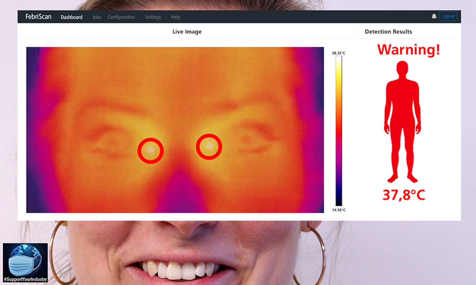 With the "FebriScan", AT Automation Technology has developed a solution for the prevention of possible corona infections based on high-precision temperature image evaluation. This is an access monitoring system that can be set up quickly.