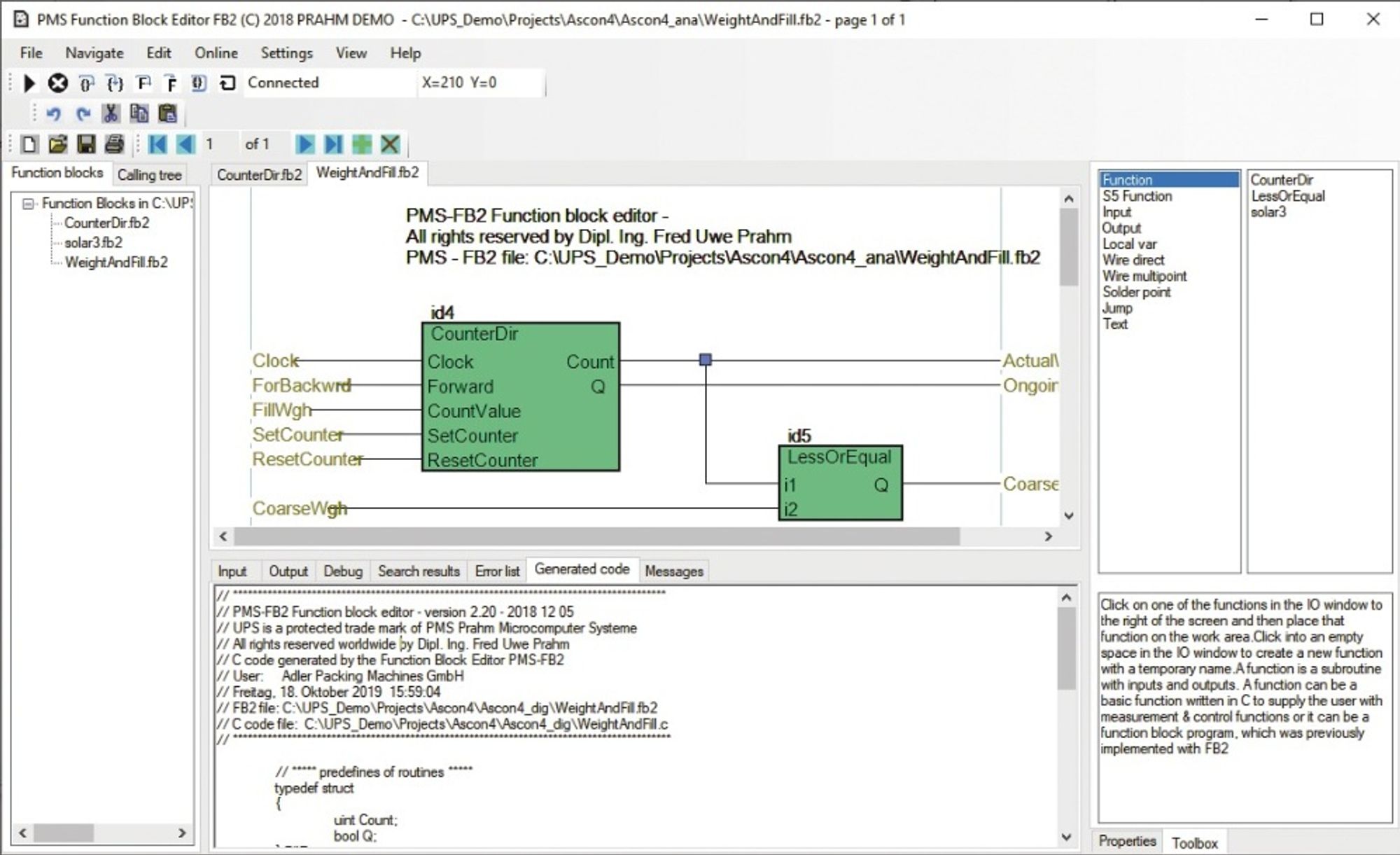According to the manufacturer Prahm, the PMS Function Block Editor FB2 makes it easier and more intuitive to develop real-time software. According to the manufacturer Prahm, the PMS Function Block Editor FB2 makes it easier and more intuitive to develop real-time software.