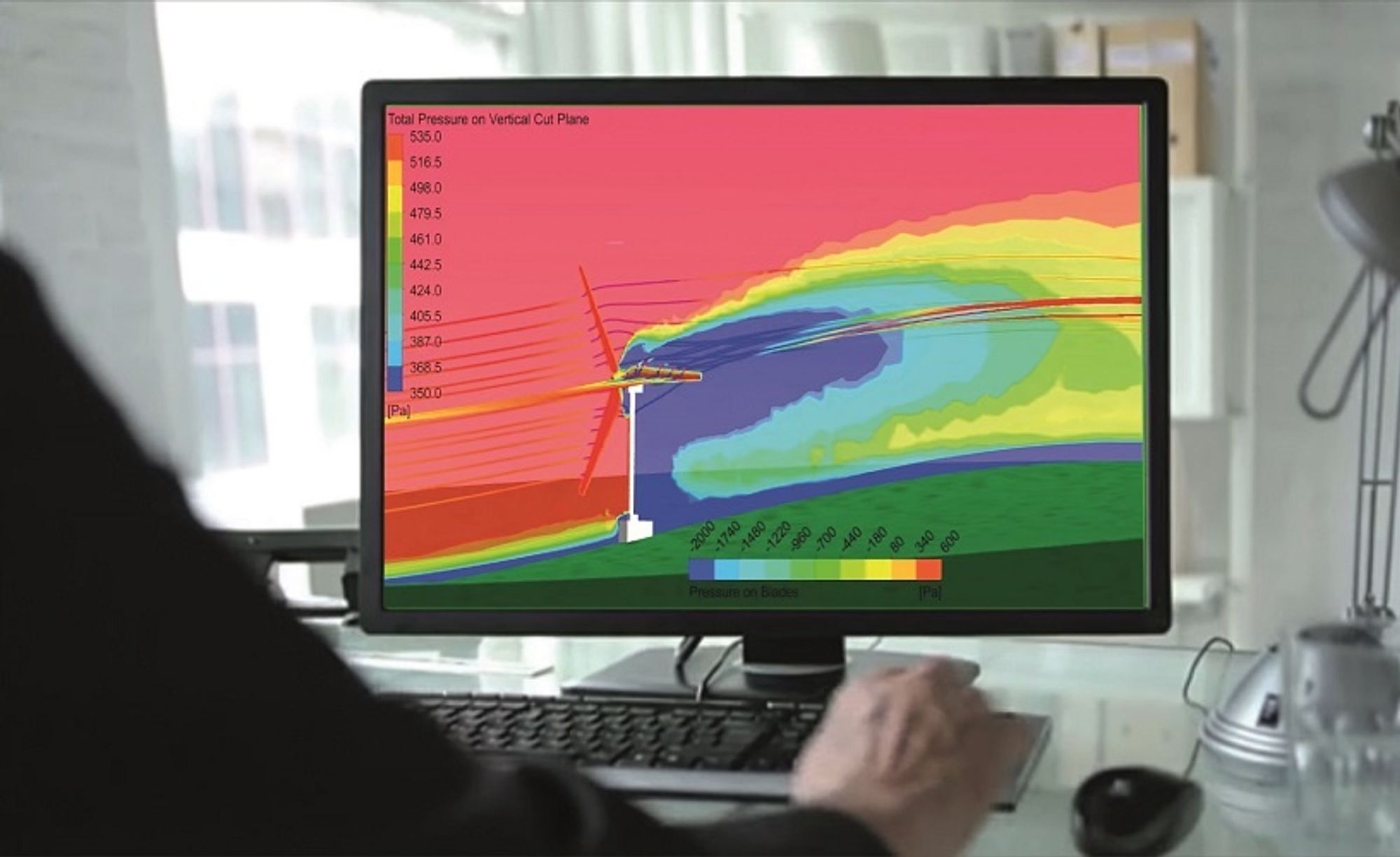 Simulation is used in many areas. In wind turbines, for example, the wind flow on the rotor blades can be simulated.