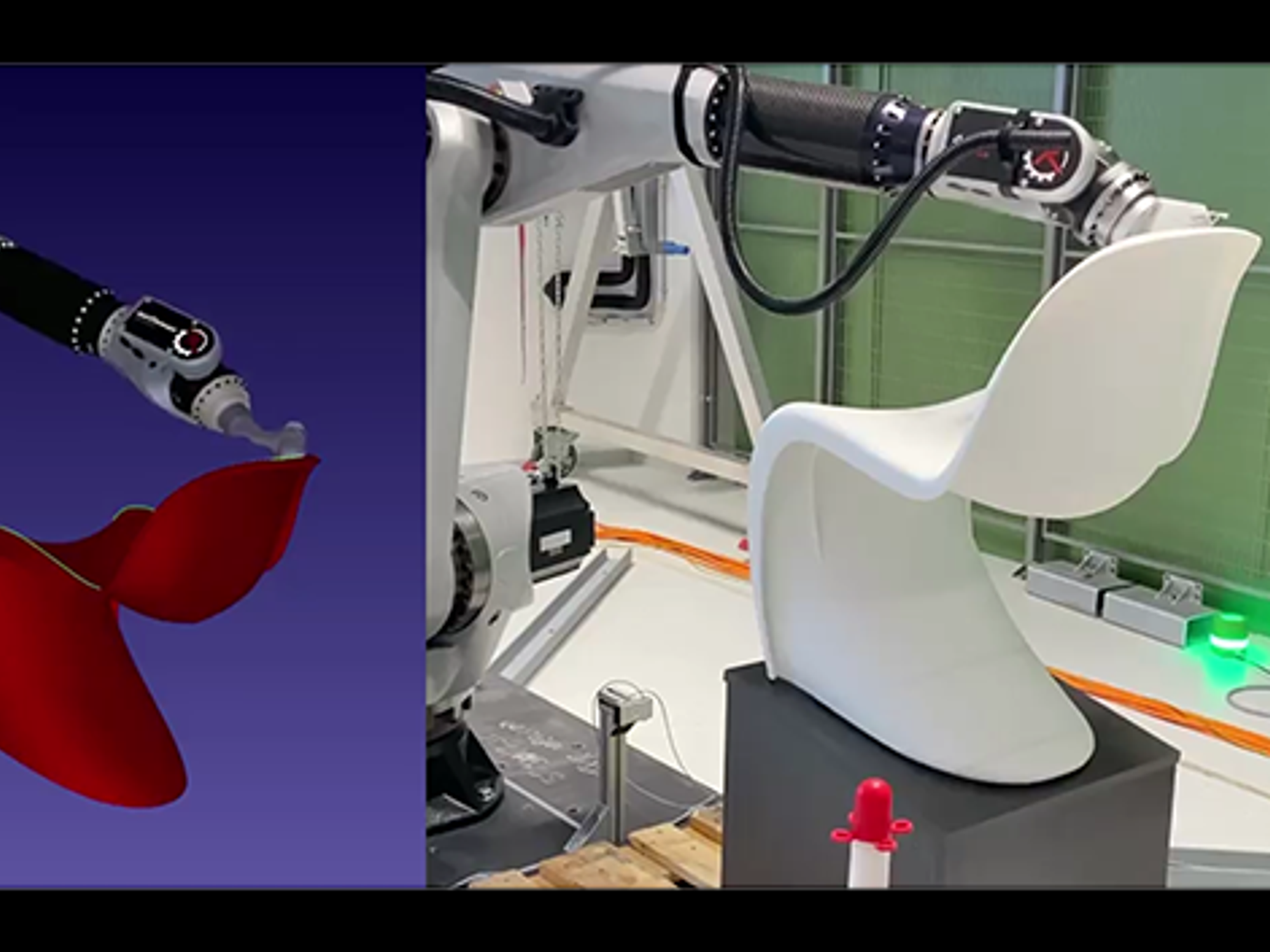 The execution of the robot movement can be monitored both in a digital environment and with the actual robot controller within RoboDK.