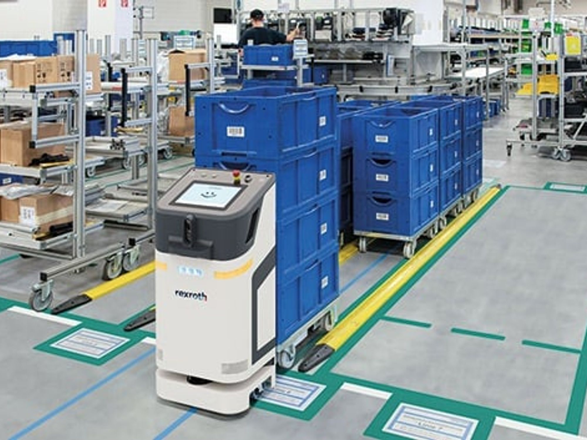 The autonomous mobile robot Active Shuttle from Bosch Rexroth is fully compatible with VDA 5050 and fits into mixed fleets.