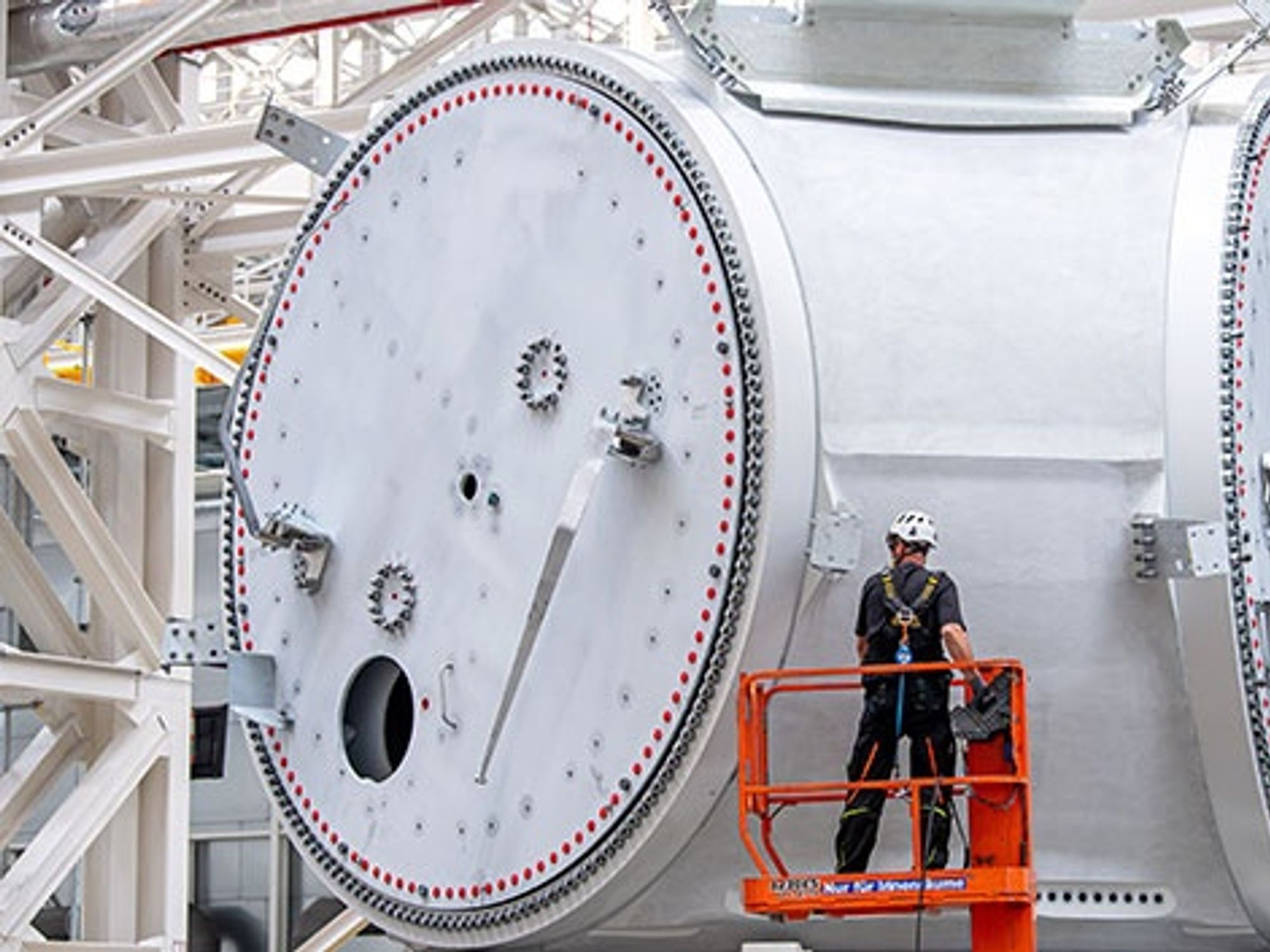Production hall of Siemens Gamesa's offshore machine house production.