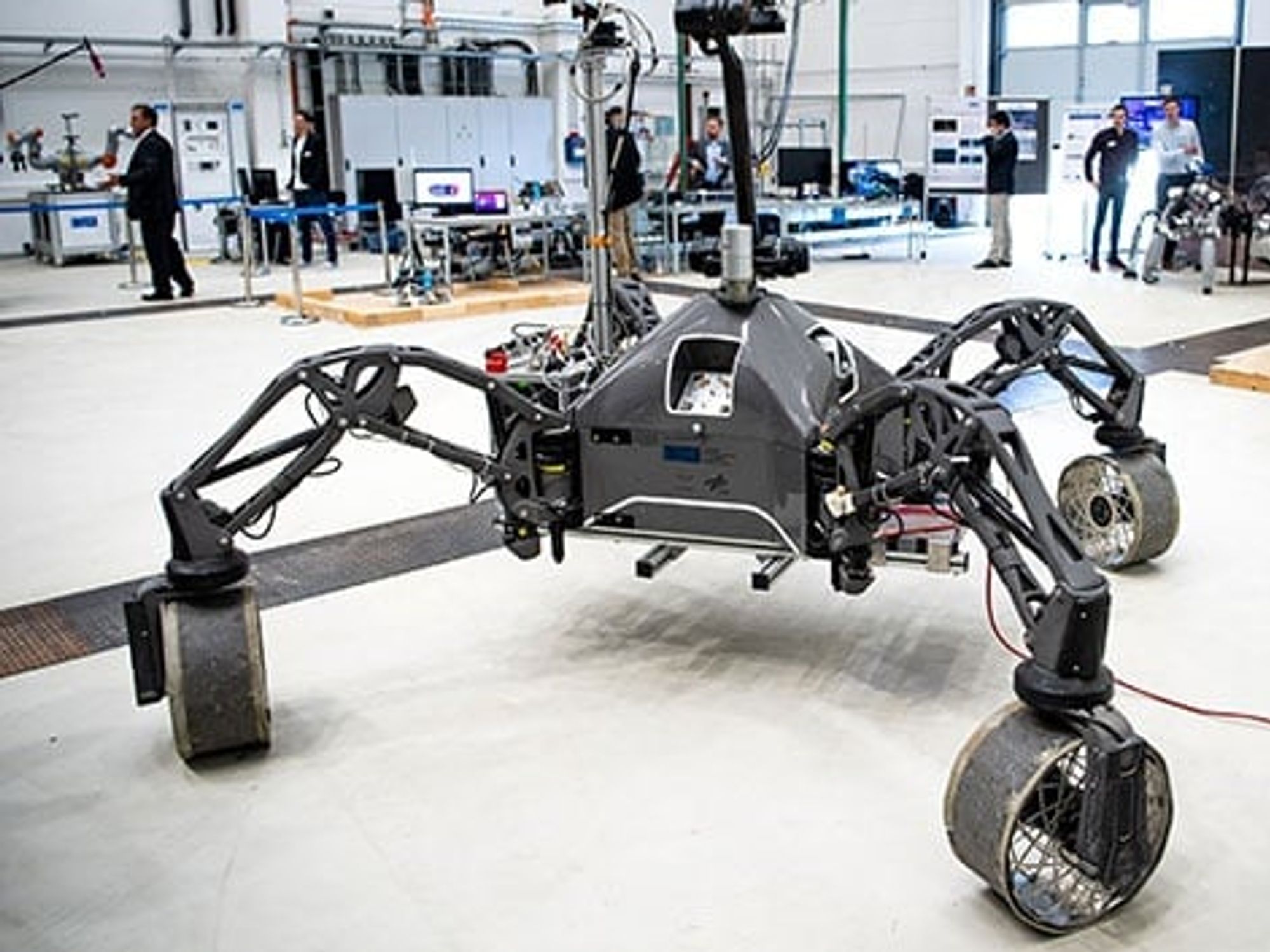 The Sherpa robot stands in a hall at the German Research Center for Artificial Intelligence in Bremen (DFKI). The Sherpa robot stands in a hall at the German Research Center for Artificial Intelligence in Bremen (DFKI).