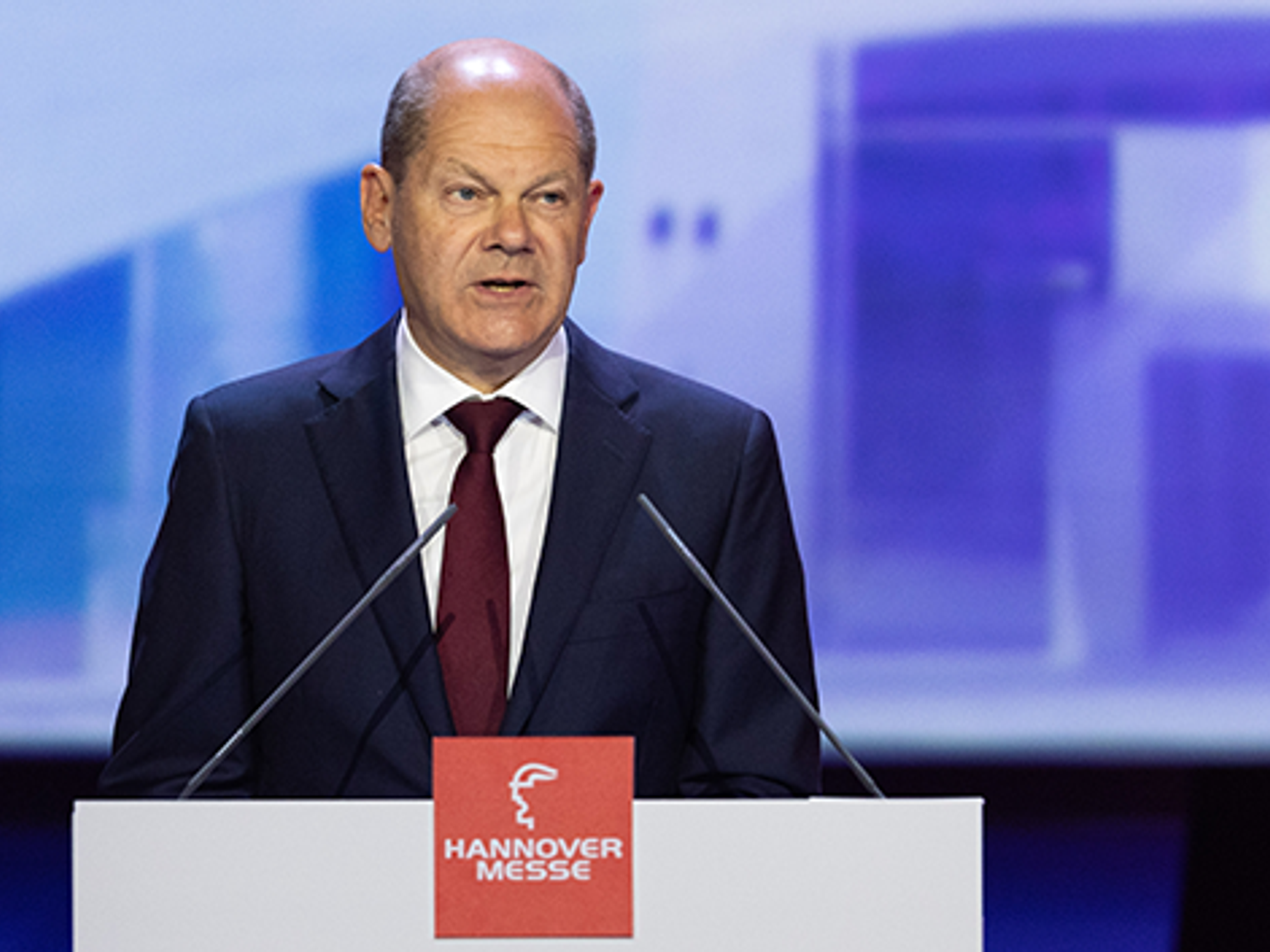 Bundeskanzler Olaf Scholz (SPD) spricht bei der Eröffnung der Hannover Messe 2022. Bundeskanzler Olaf Scholz (SPD) spricht bei der Eröffnung der Hannover Messe 2022.