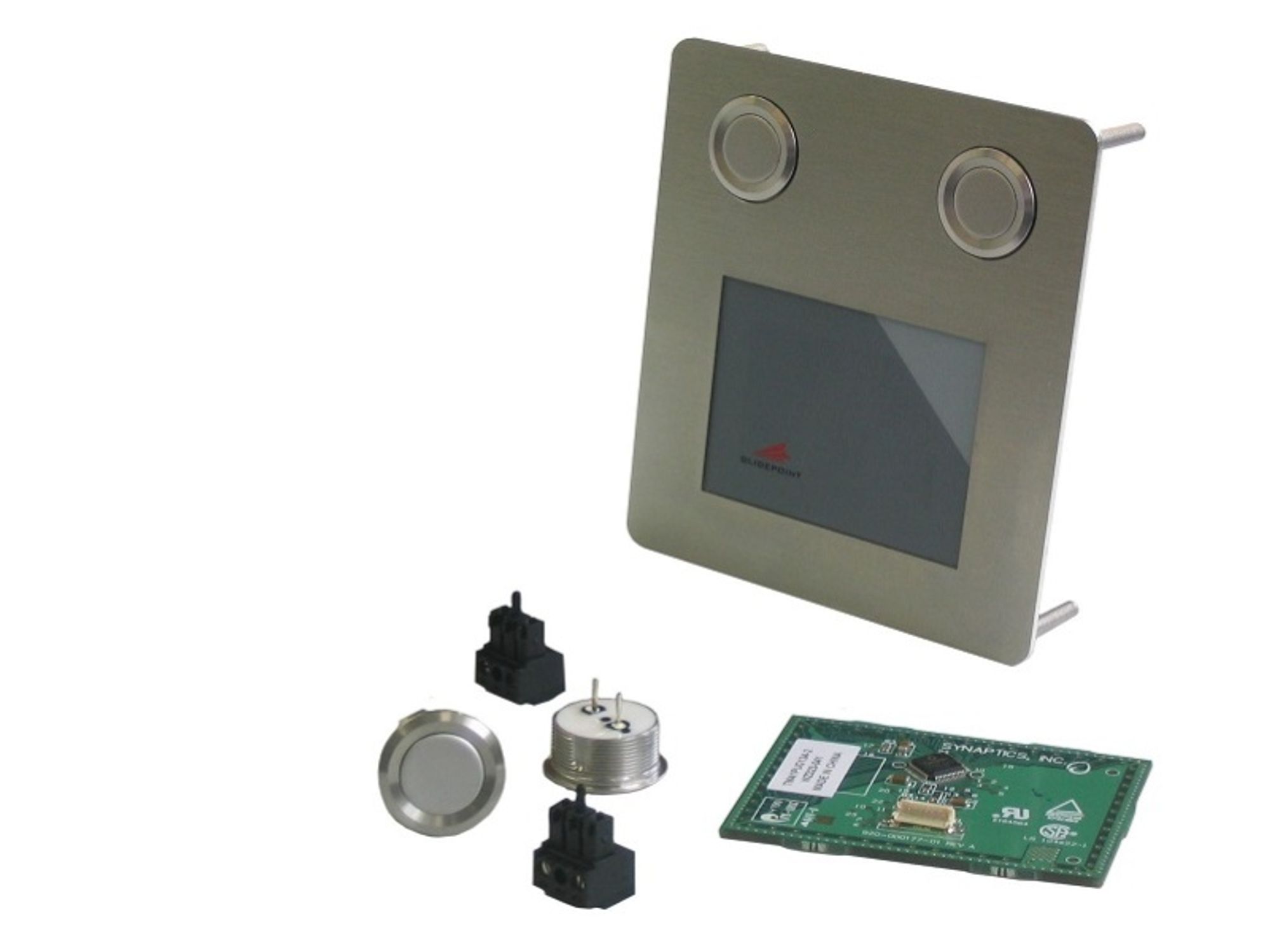 The TVG-Touch built-in module from tastaturen.com consists of a capacitive touchpad integrated into a stainless steel front panel, which has been provided with an improved insulating protective layer.
