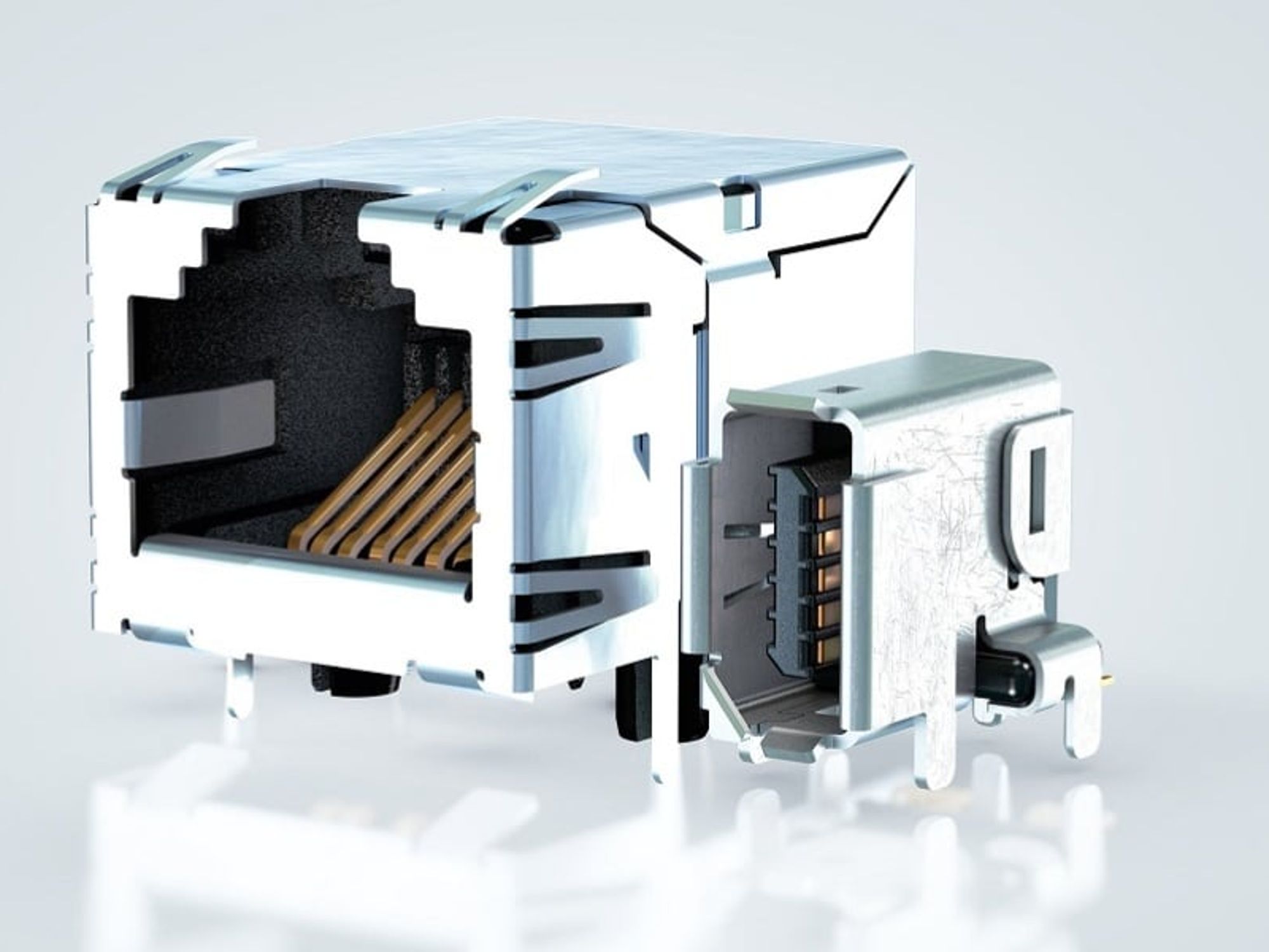 The 'ix Industrial' Ethernet connector from Harting is at least 50 % smaller than RJ45 interfaces and therefore makes a valuable contribution to miniaturization, not only in the 'XTS' (eXtended Transport System) from Beckhoff.