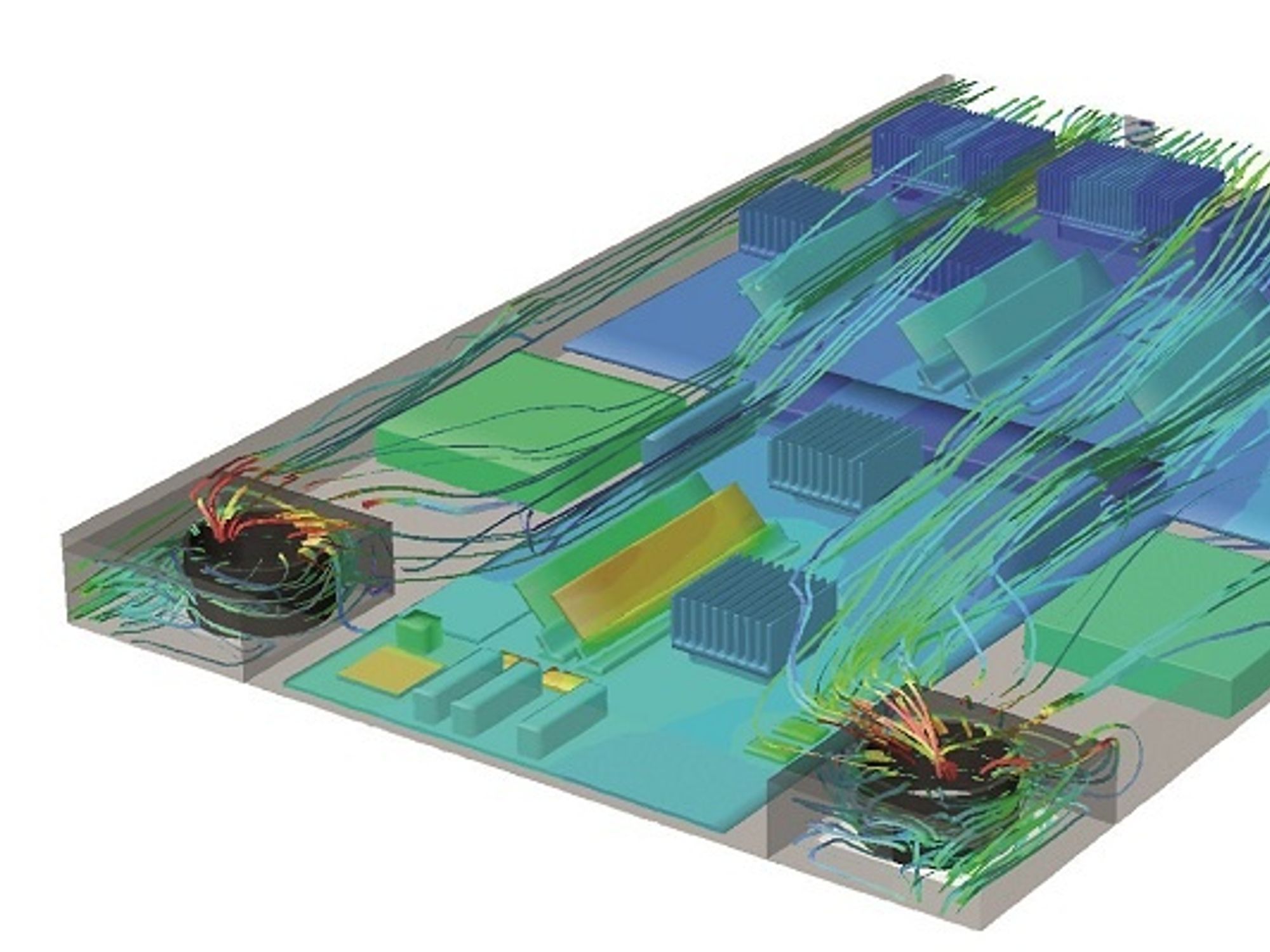Air flows and heat dissipation are simulated during the development of electronic devices. This prevents possible damage caused by overheating of individual components in the finished device.