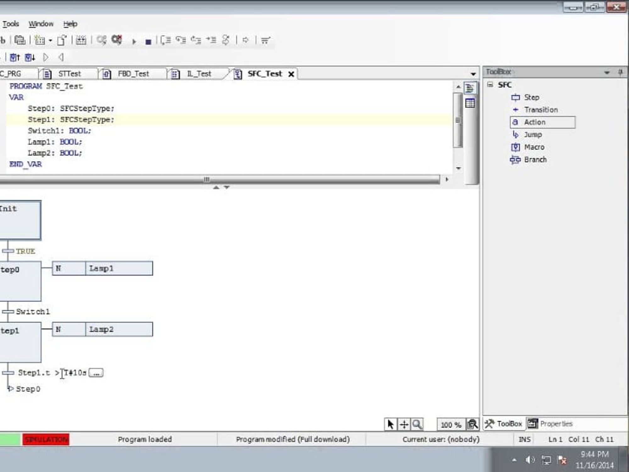 Program example SFC