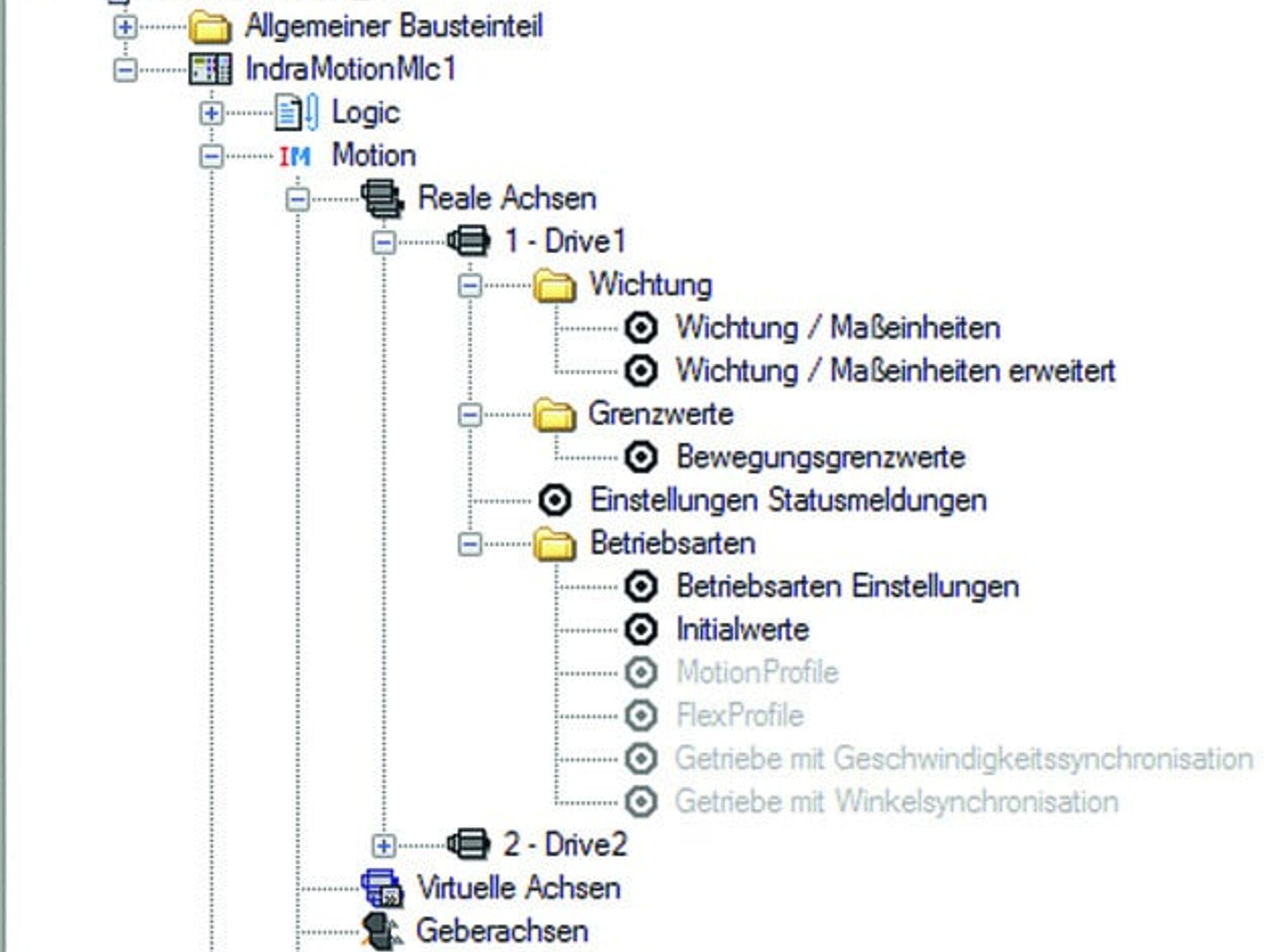 Project planning view of the test setup in Indraworks
