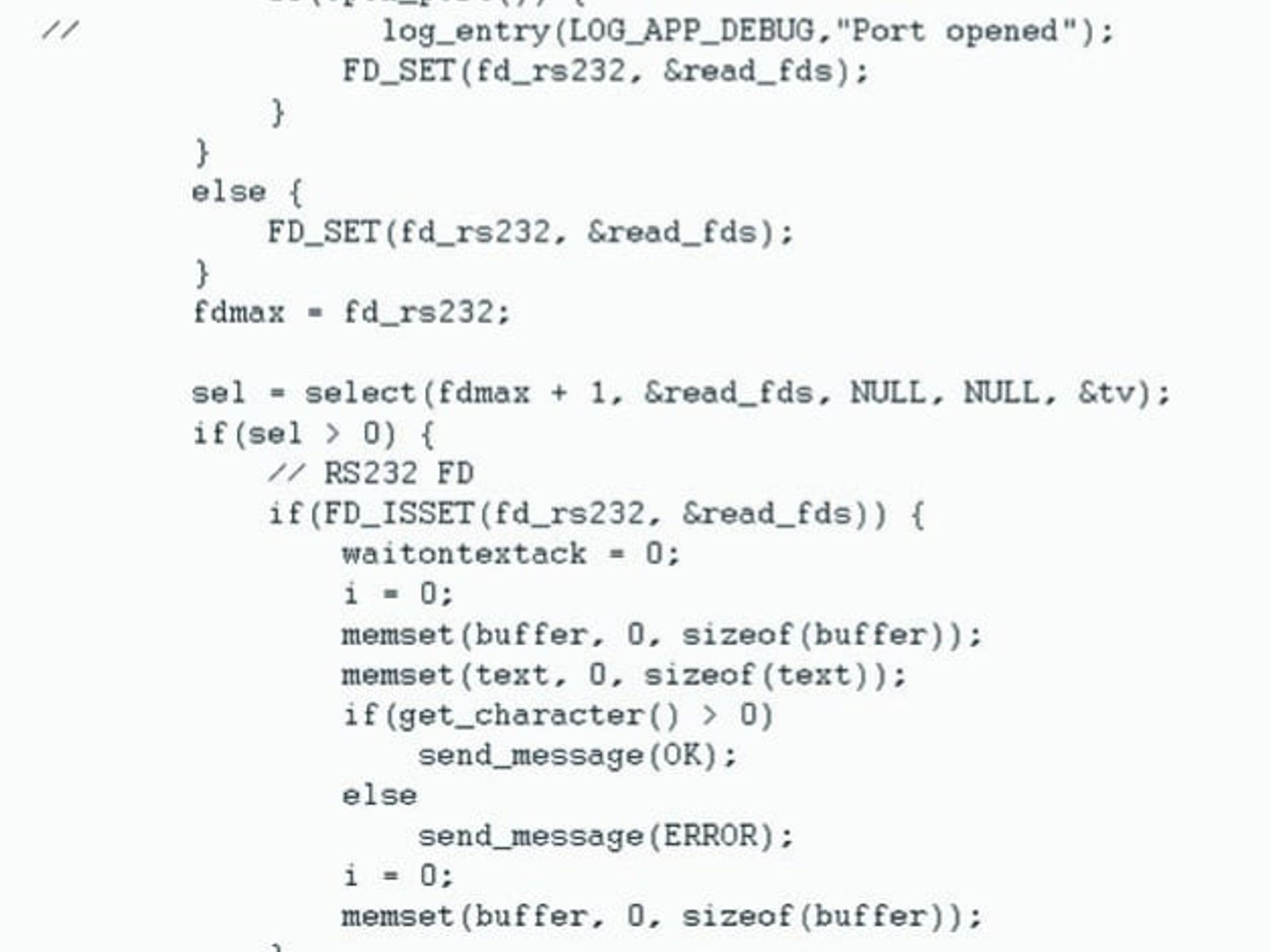 Code-Ausschnitt aus der kundenspezifischen App