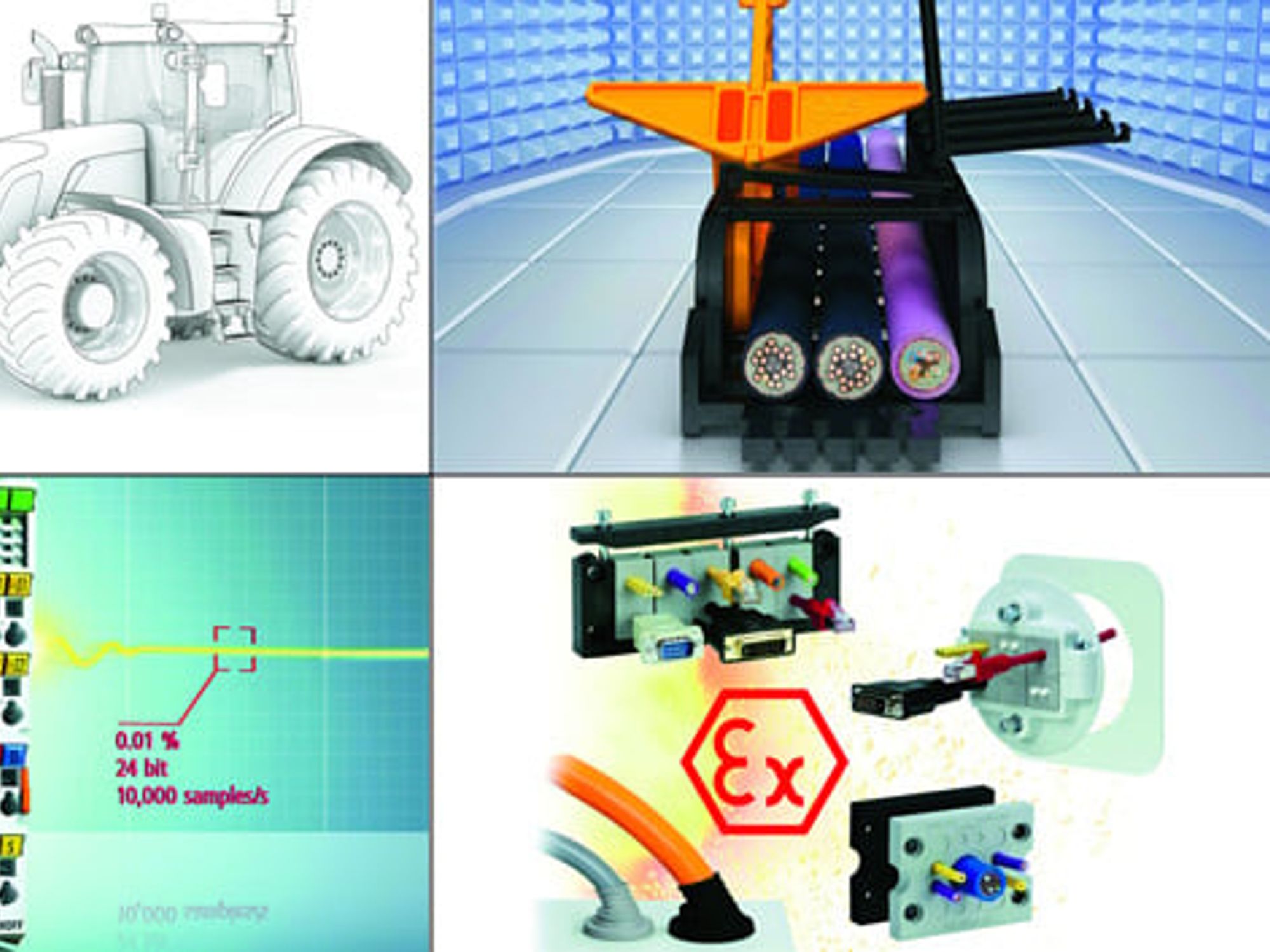 Image collage of products from the electromechanics sector