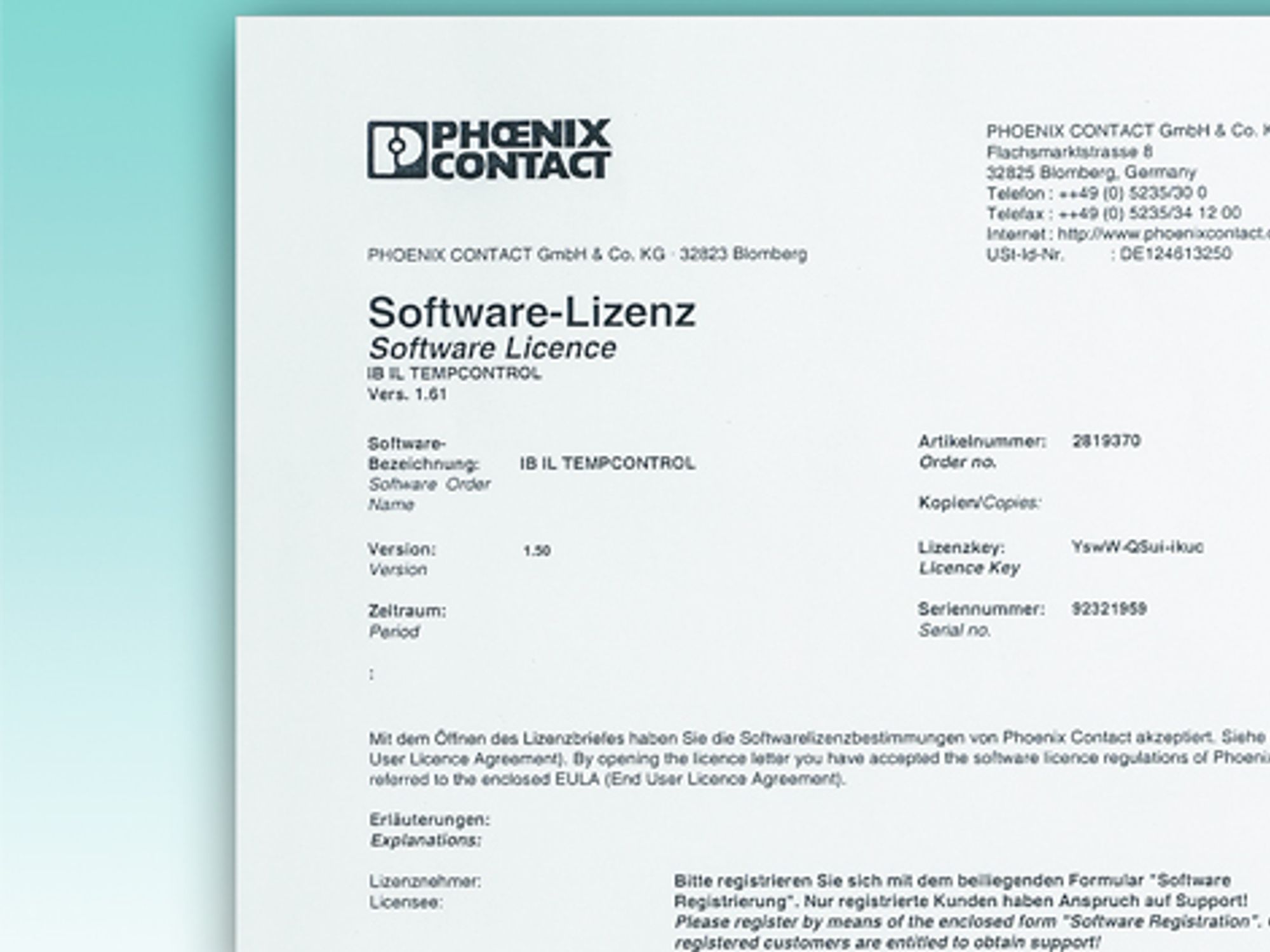Status Quo - Lizenzierung in Print Form, Phoenix Contact
