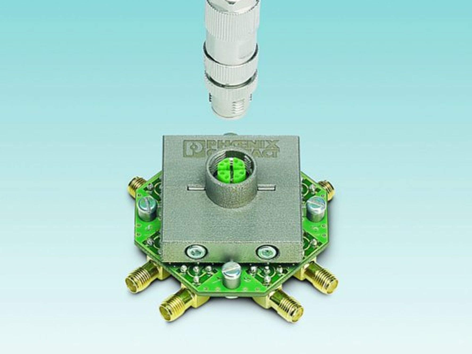 Phoenix, Mess Aufbau zur balunlosen Messung eines X codierten M12 Steckers
