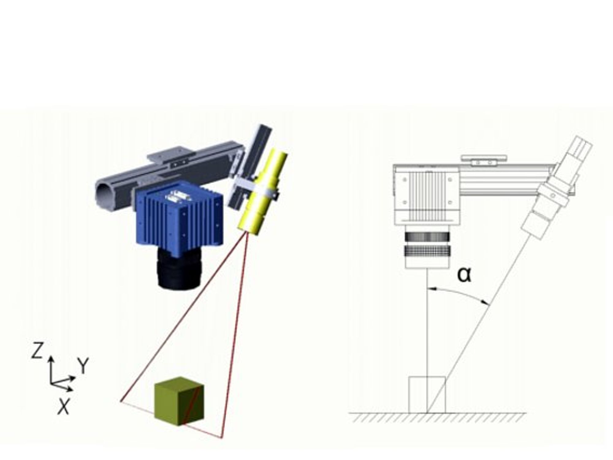 Schema, Lichtschnittverfahren/Laser-Triangulation Schema, Lichtschnittverfahren/Laser-Triangulation