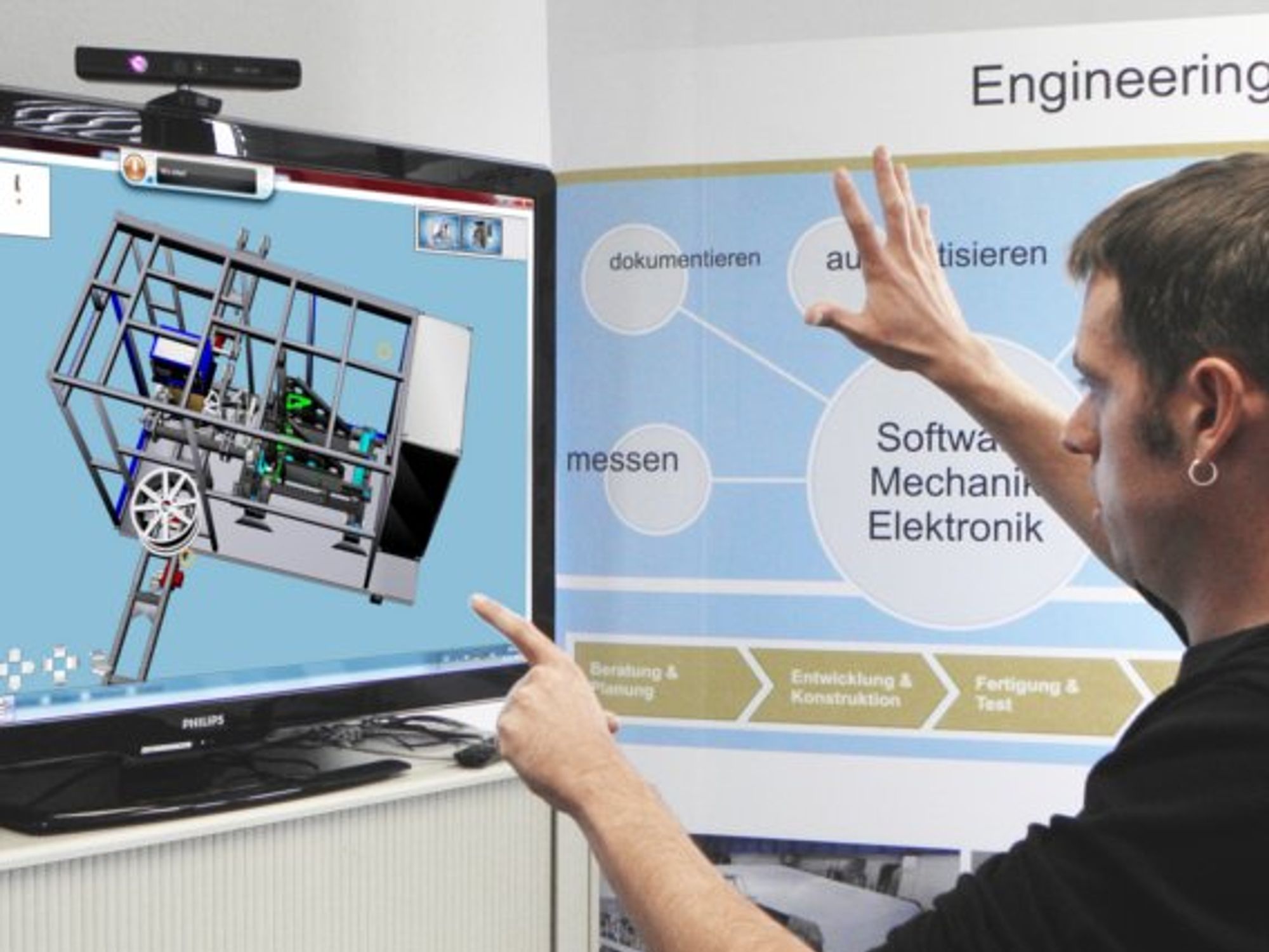 Konzeptstudie Maschinenbedienung via Kinect xBOX360 der Firma Heitec auf der SPS/IPC/Drives 2011 Konzeptstudie Maschinenbedienung via Kinect xBOX360 der Firma Heitec auf der SPS/IPC/Drives 2011