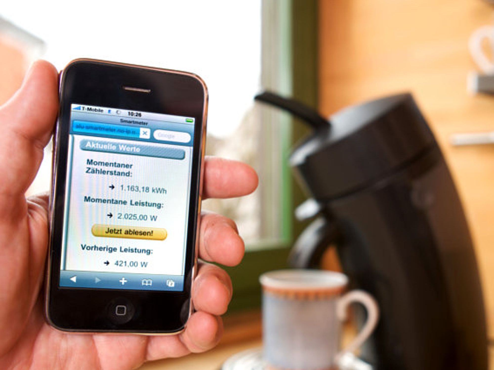 Verbrauchsdatenzählung, iPhone, Kaffeemaschine Verbrauchsdatenzählung, iPhone, Kaffeemaschine