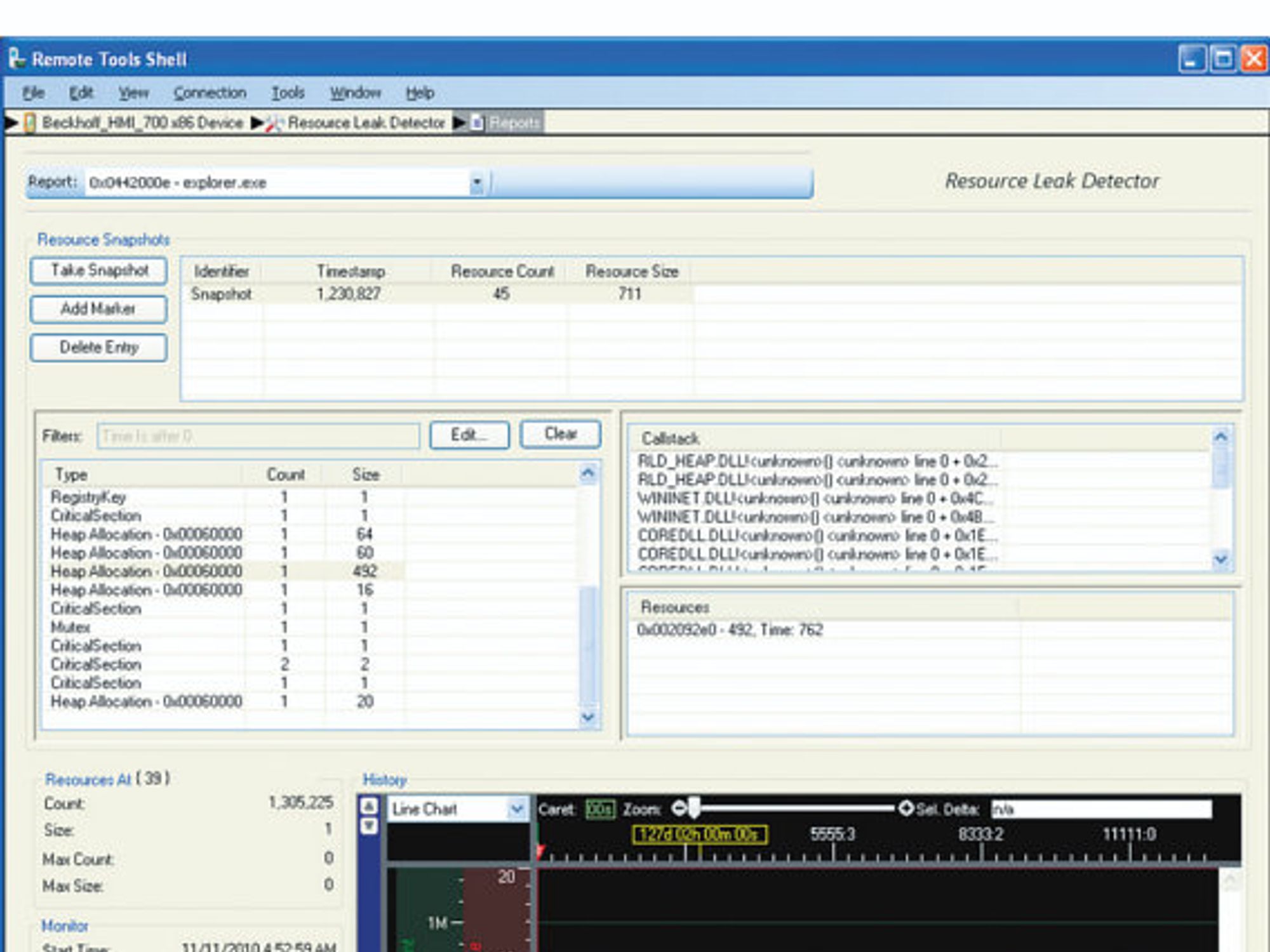 Screenshot, Resource Leak Detector Screenshot, Resource Leak Detector