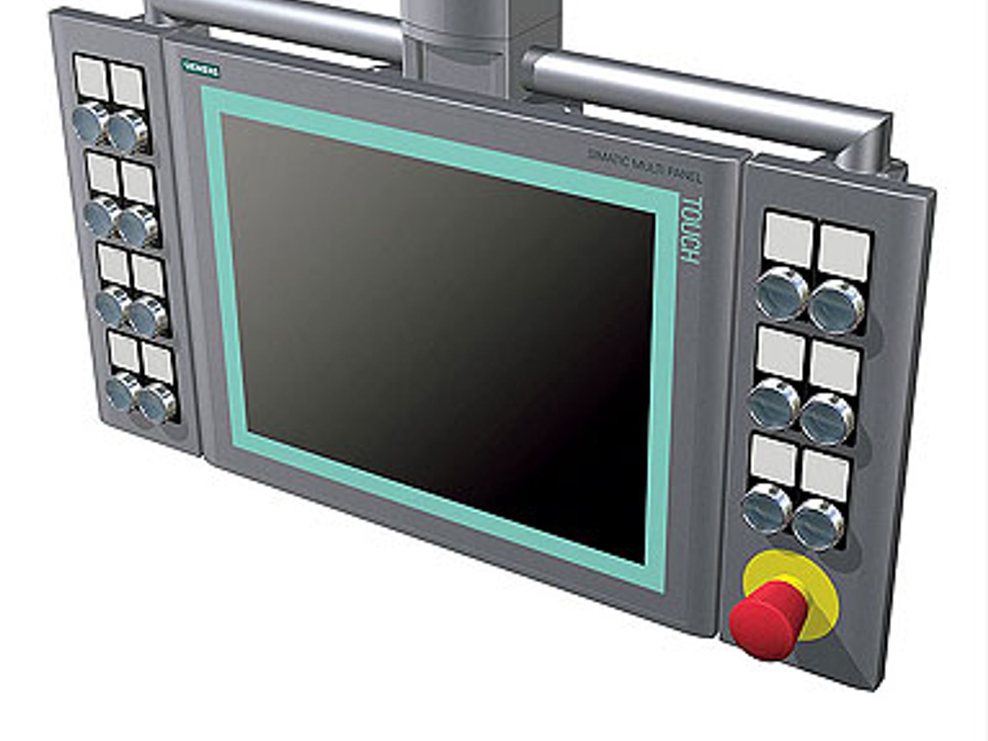 Seitlich angebrachte Erweiterungseinheiten ergänzen die HMI-Panels um diskrete Bedienelemente. Seitlich angebrachte Erweiterungseinheiten ergänzen die HMI-Panels um diskrete Bedienelemente.
