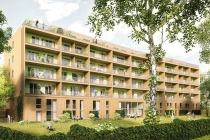 Das Bauprojekt „Walden 48“ in Berlin umfasst 44 Wohnungenmit Gemeinschaftsflächen (Foto: Render Manufaktur) Das Bauprojekt „Walden 48“ in Berlin umfasst 44 Wohnungenmit Gemeinschaftsflächen (Foto: Render Manufaktur)