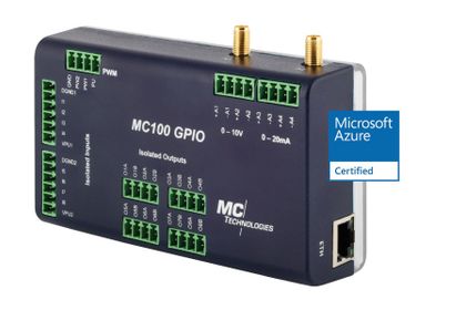MC Technologies is offering a new version of its industrial-grade multifunctional gateways from the 'MC100' family for 4G mobile communications. The MC100 GPIO is Microsoft Azure certified and based on Linux. MC Technologies is offering a new version of its industrial-grade multifunctional gateways from the 'MC100' family for 4G mobile communications. The MC100 GPIO is Microsoft Azure certified and based on Linux.