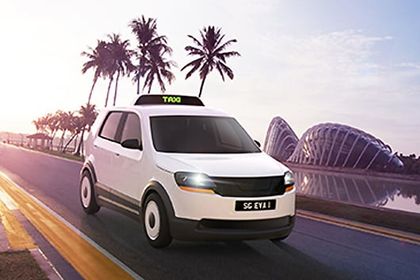 Elektrotaxi EVA ist vor allem für die Anforderungen von tropischen Megacitys konzipiert Elektrotaxi EVA ist vor allem für die Anforderungen von tropischen Megacitys konzipiert