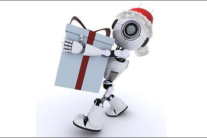 Weihnachtsroboter mit Geschenk Weihnachtsroboter mit Geschenk