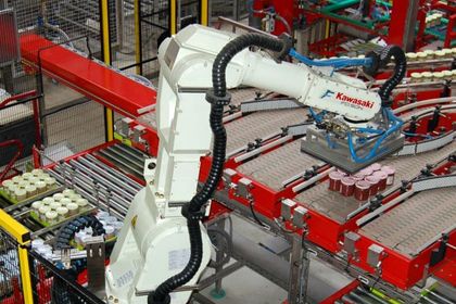 Lebensmittel-Konservenfabrik, Roboter, Sortieranlage Lebensmittel-Konservenfabrik, Roboter, Sortieranlage