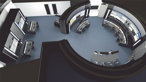 Control room including separate anteroom for the energy workstations Control room including separate anteroom for the energy workstations