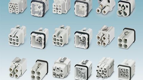 Examples of square contact inserts for signals and powers