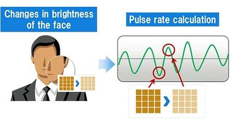 Fujitsu, Pulsmessung über Smartphone, Grafik Fujitsu, Pulsmessung über Smartphone, Grafik