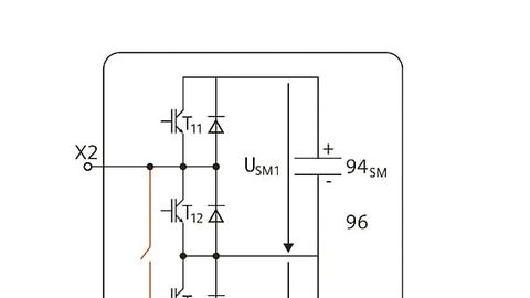 Bild 5, Bypass Schaltung des M2C mit einem Doppelsubmodul Bild 5, Bypass Schaltung des M2C mit einem Doppelsubmodul