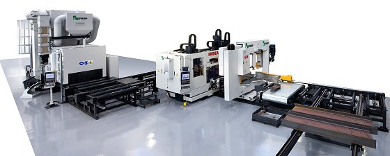 voll integrierte, automatisierte Strahl- und Sägebohranlage voll integrierte, automatisierte Strahl- und Sägebohranlage