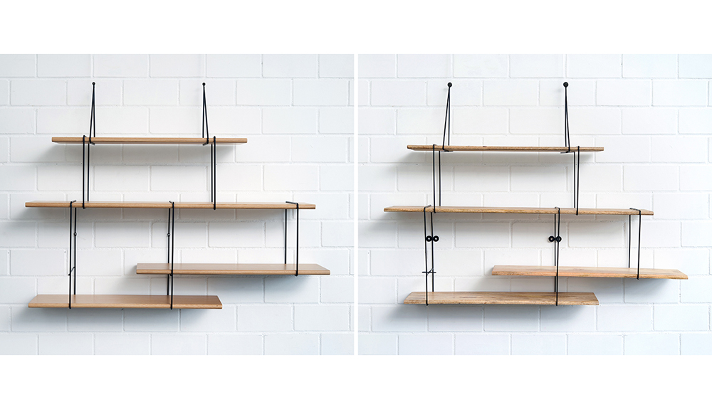 Link modular wall shelving system
