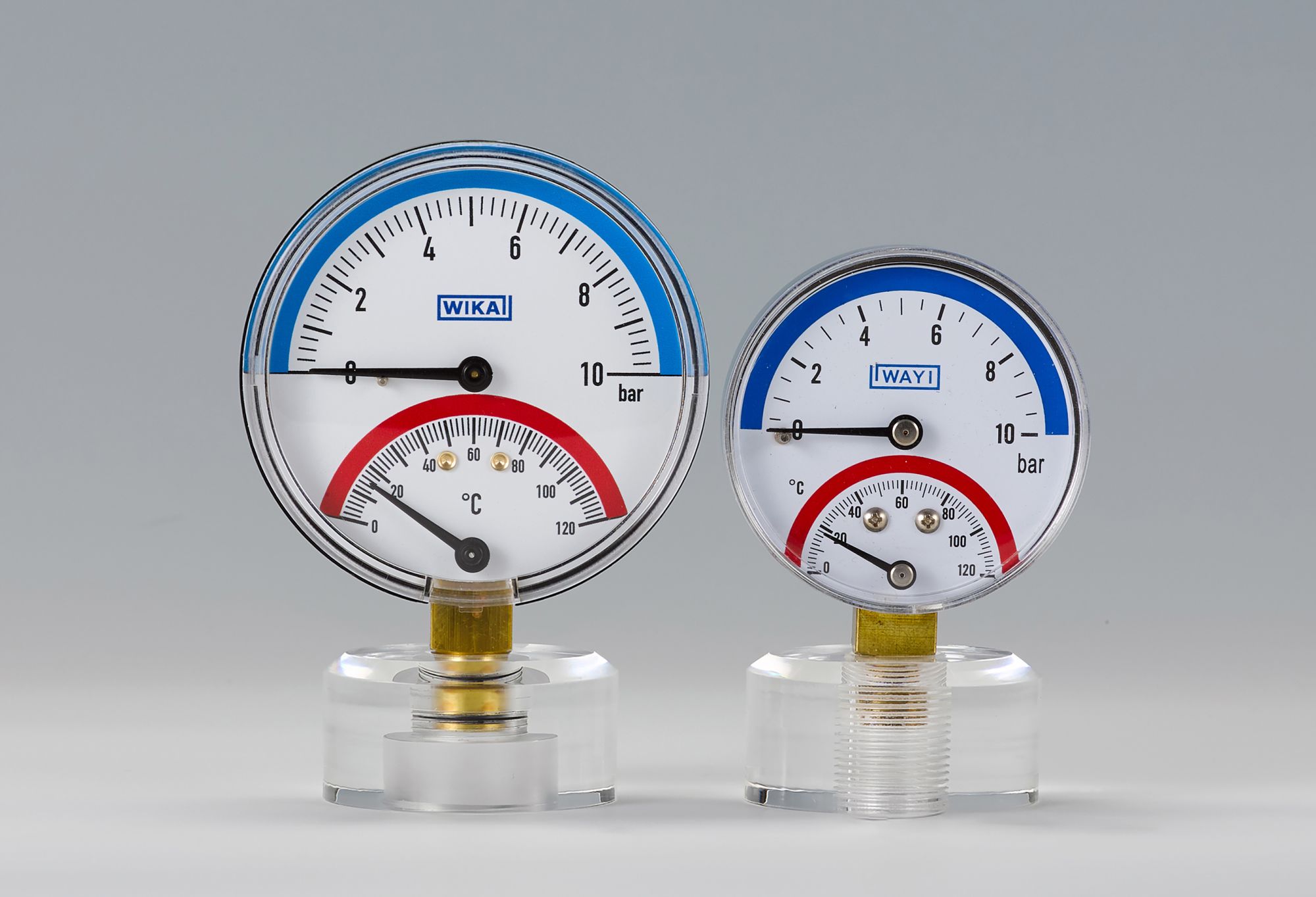 Bimetal thermomanometer (pressure and temperature measurement)
