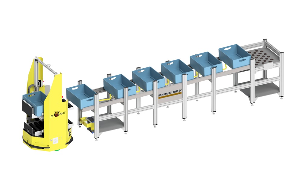 Transfer station with buffer section Transfer station with buffer section