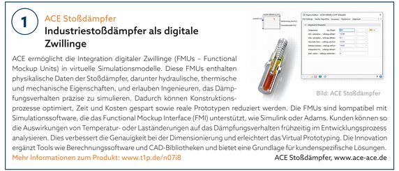 1: ACE Stoßdämpfer | Industriestoßdämpfer als digitale Zwillinge 1: ACE Stoßdämpfer | Industriestoßdämpfer als digitale Zwillinge