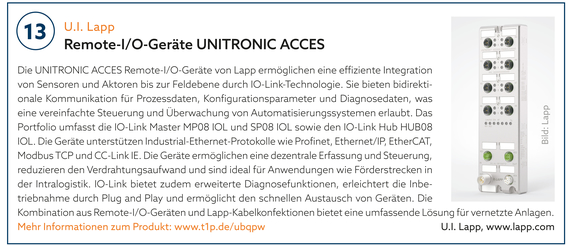 13: U.I. LAPP | Remote-I/O-Geräte UNITRONIC ACCES 13: U.I. LAPP | Remote-I/O-Geräte UNITRONIC ACCES
